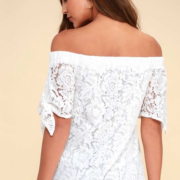 Lulus Ethereal View Ivory Lace Off-the-Shoulder Top - Picture 3 of 3